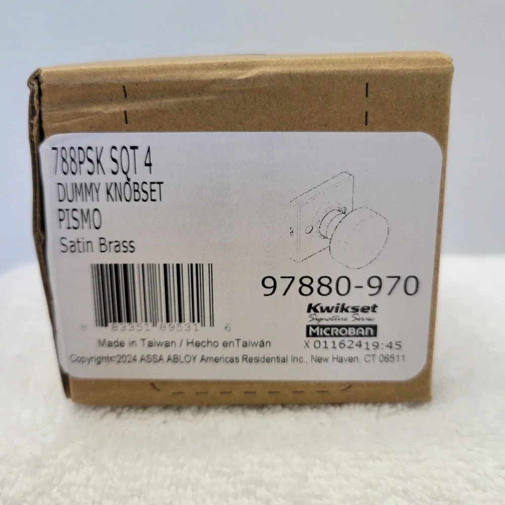 Kwikset Dummy Knobset Pismo 97880-970 Satin Brass Made In Taiwan